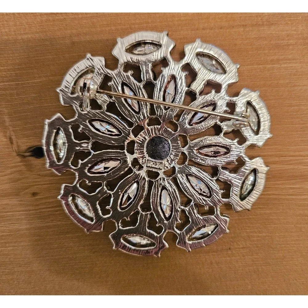 Vintage RMN  Roman Silver And Purple Rhinestone Brooch Pin - Large - Sparkle‎
